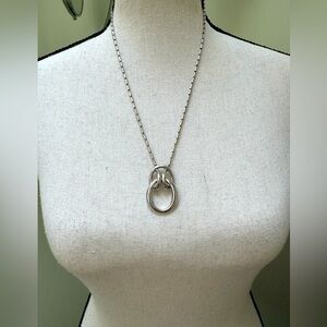 Vintage Trifari silver tone necklace contemporary twisted circle design